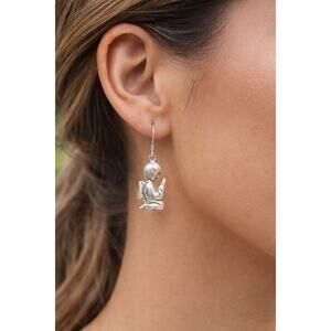 BOGO FREE MARKED Sterling Puffy Angel Earrings Kneeling in Prayer